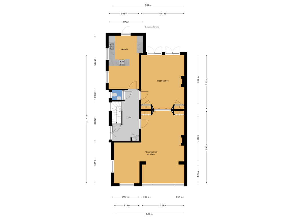 Bekijk plattegrond van Begane Grond van Van Lennepweg 22