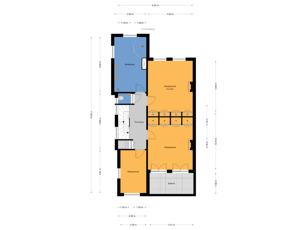 Bekijk plattegrond van 1e Verdieping van Van Lennepweg 22