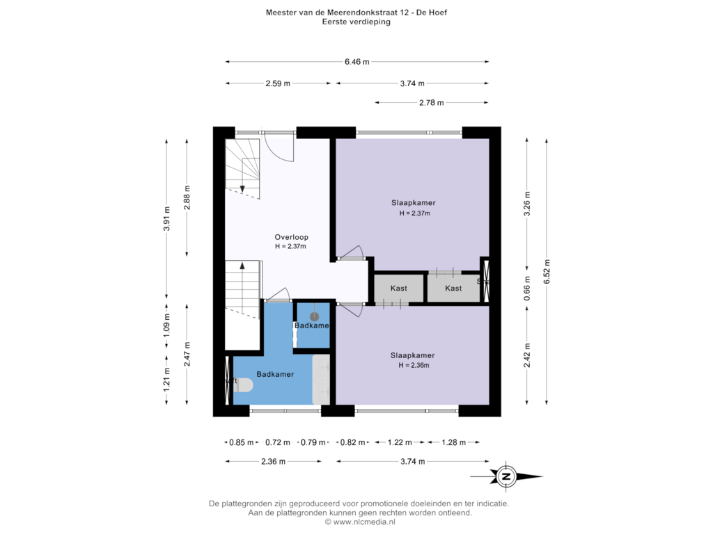 Bekijk plattegrond van Eerste verdieping van Meester van der Meerendonkstraat 12