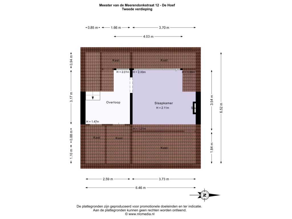 Bekijk plattegrond van Tweede verdieping van Meester van der Meerendonkstraat 12