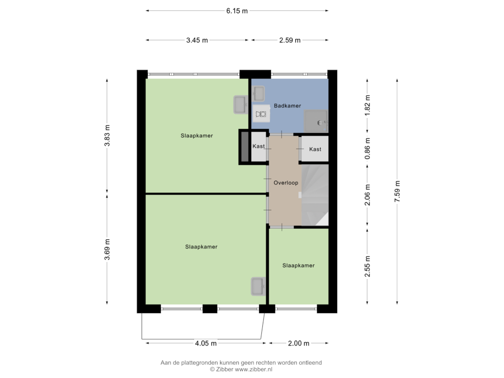 Bekijk plattegrond van Eerste Verdieping van Schubertlaan 80