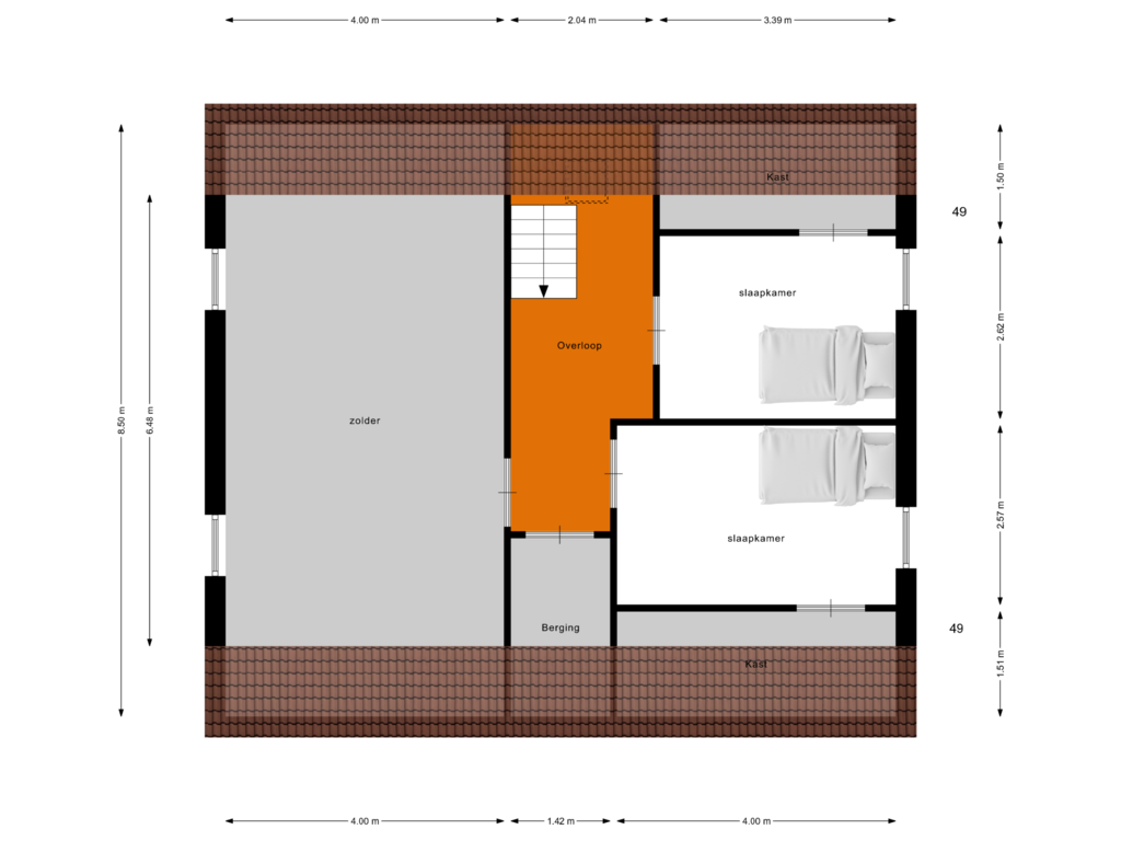 View floorplan of Tweede verdieping of Rijksweg Noord 101