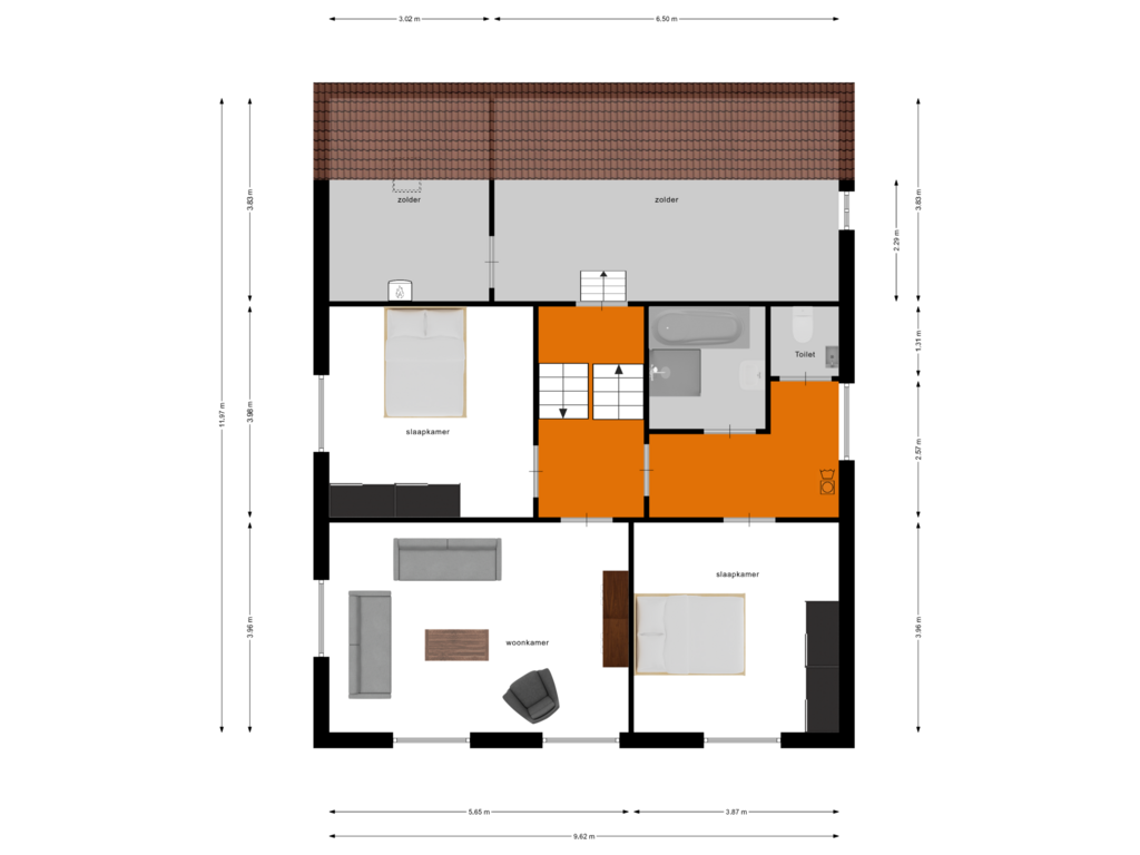 View floorplan of Eerste verdieping of Rijksweg Noord 101