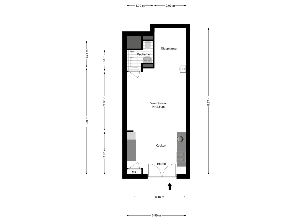 View floorplan of Appartement of Fokke Simonszstraat 43-H