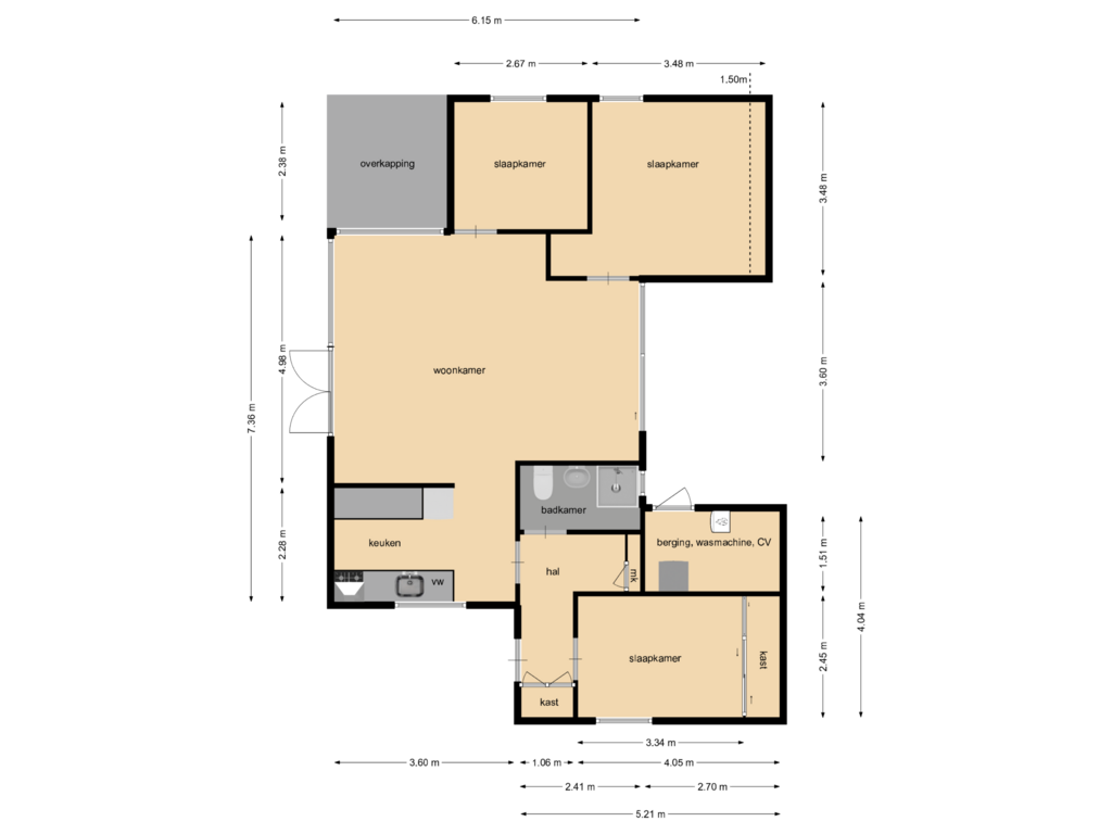 View floorplan of begane grond of Kievit 12-B217