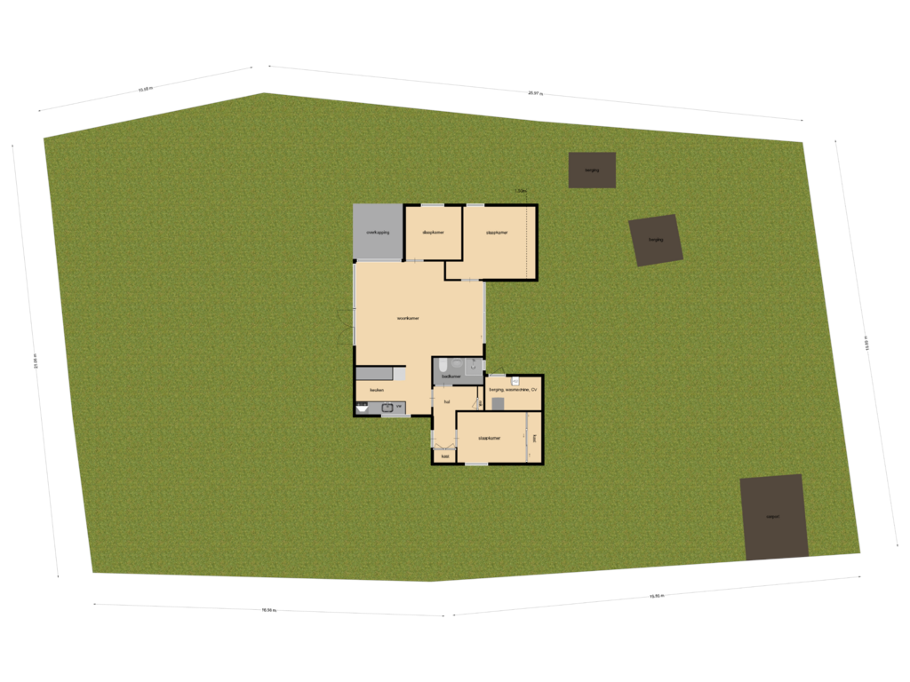 View floorplan of begane grond tuin of Kievit 12-B217