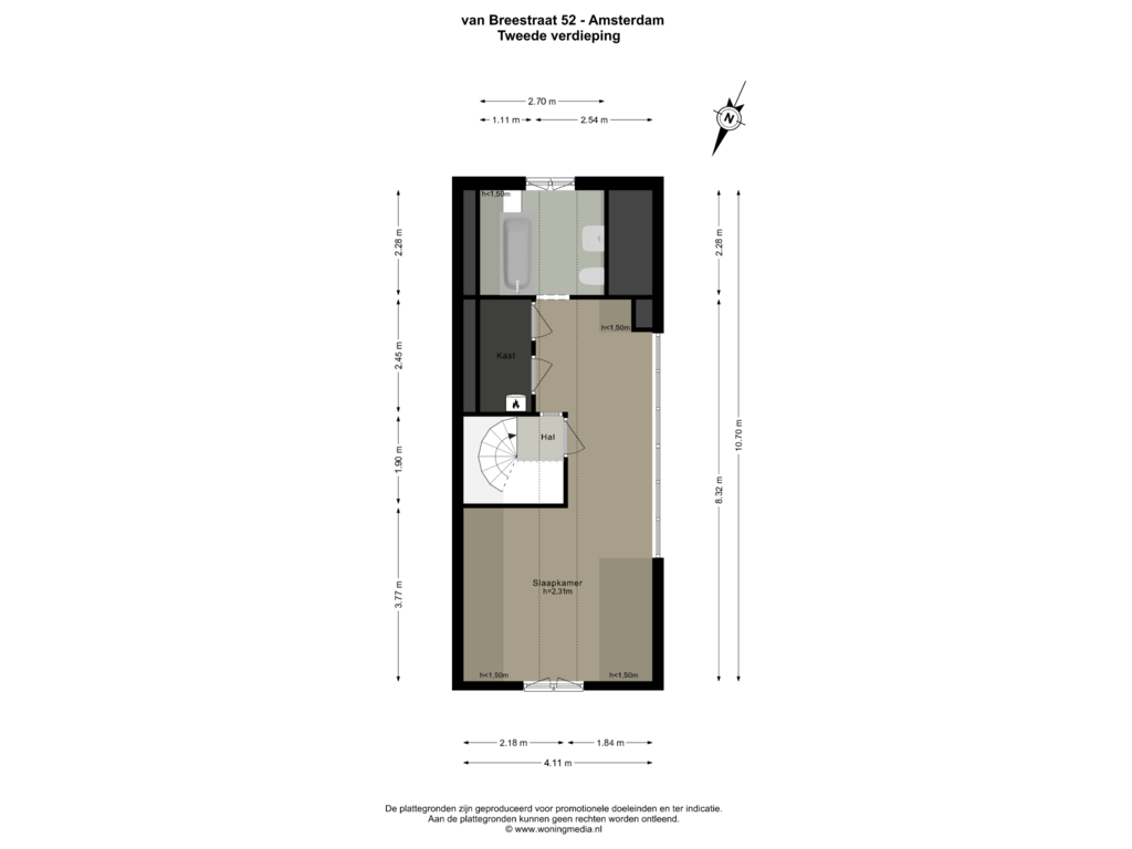 Bekijk plattegrond van Tweede verdieping van Van Breestraat 52