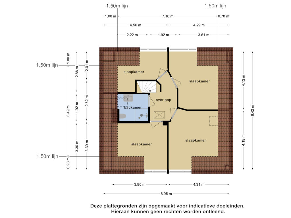 View floorplan of 1e verdieping of Greate Buorren 3