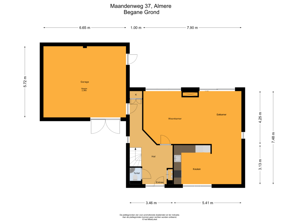 Bekijk plattegrond van Begane Grond van Maandenweg 37