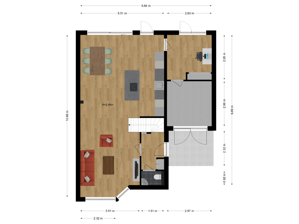 View floorplan of Begane Grond of Heggerank 77