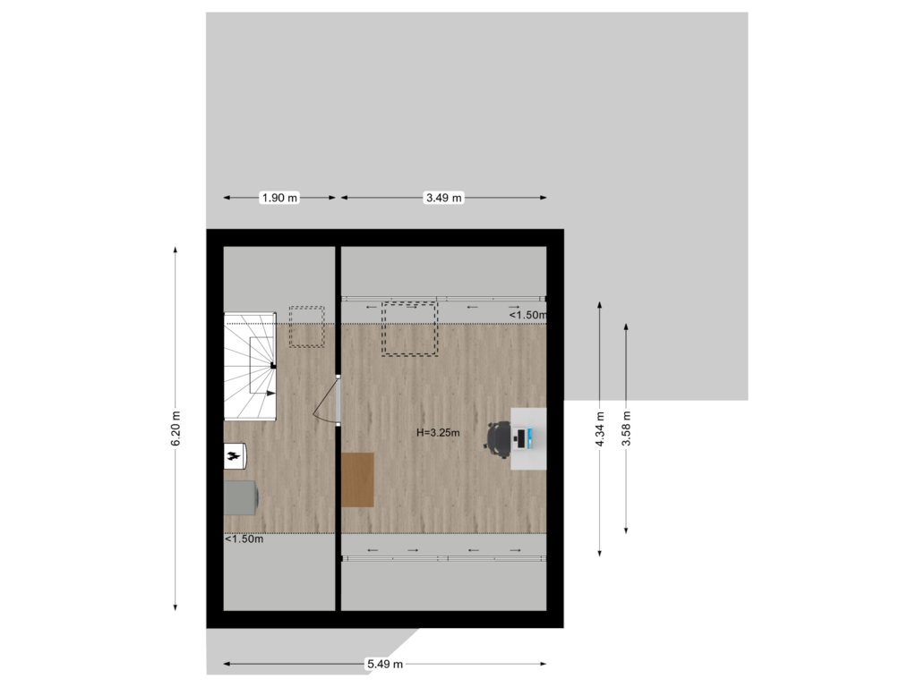 View floorplan of Tweede Verdieping of Heggerank 77