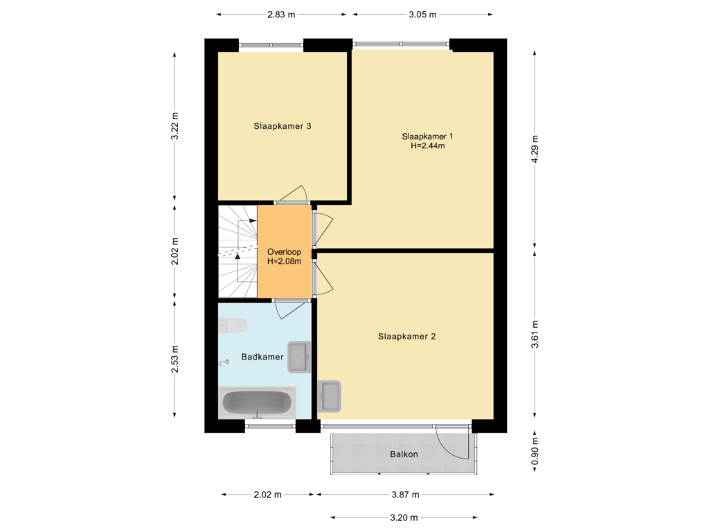 Bekijk plattegrond van Eerste verdieping van Loggerstraat 19