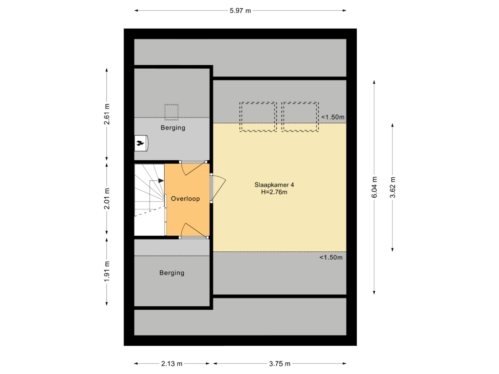 Bekijk plattegrond van Tweede verdieping van Loggerstraat 19