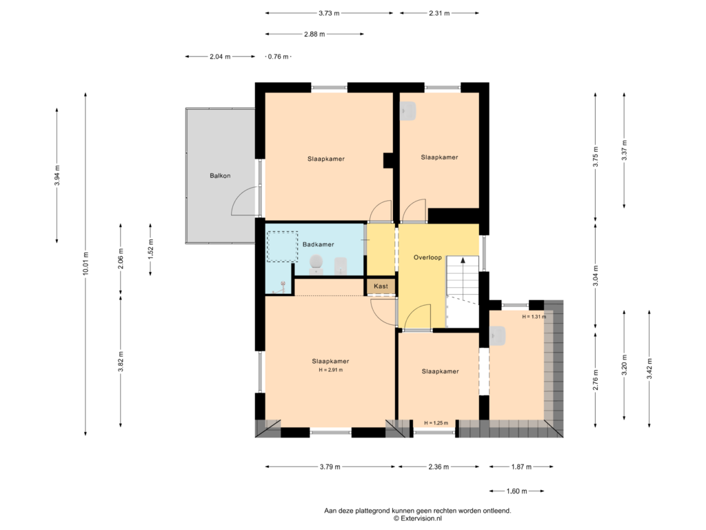 View floorplan of 1e verdieping of Spoorlaan 26