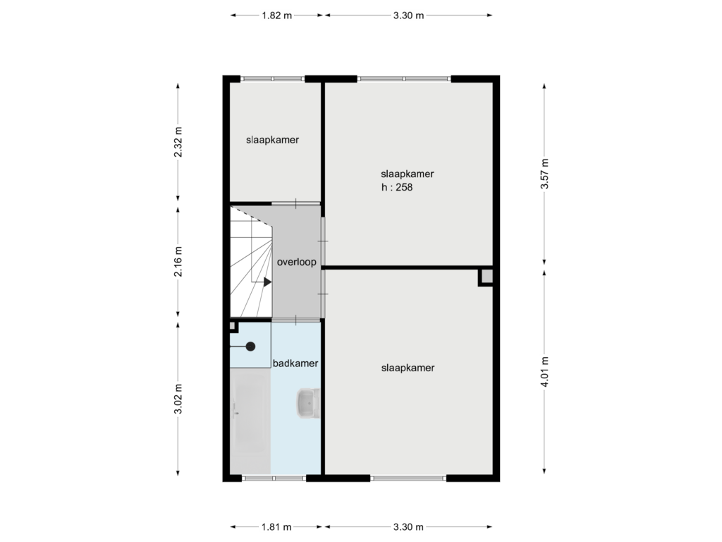 View floorplan of verdieping of Ploegstraat 98