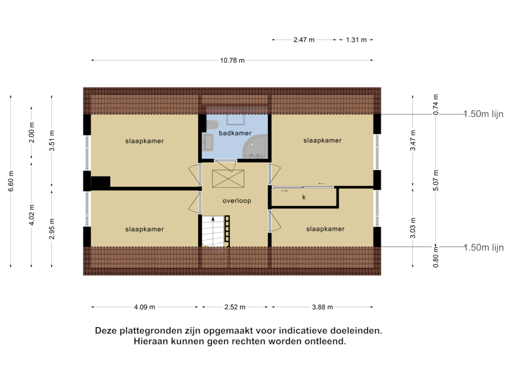 View floorplan of 1e verdieping of Oud Rhoonsedijk 35