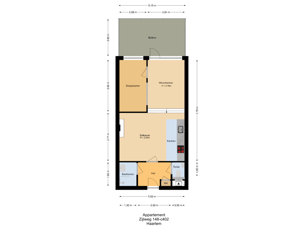 Bekijk plattegrond van Appartement van Zijlweg 148-C402