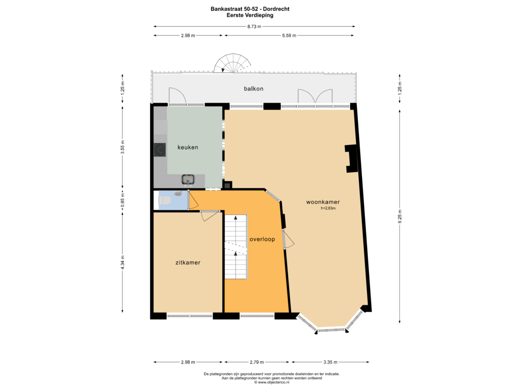 Bekijk plattegrond van Eerste Verdieping van Bankastraat 50