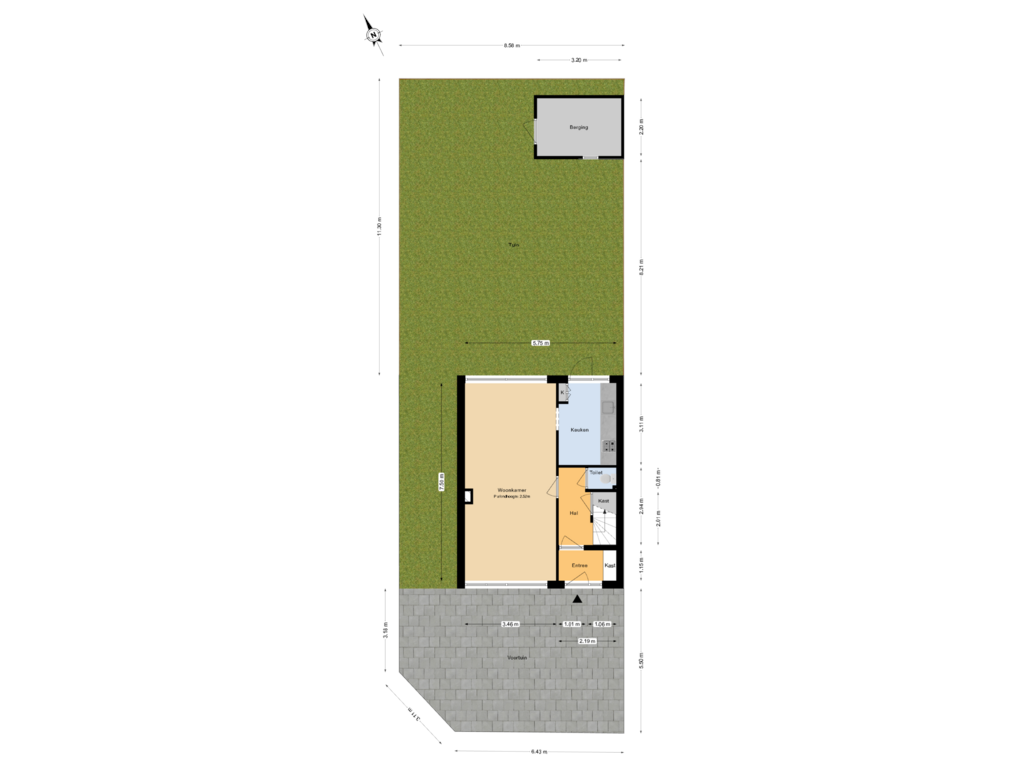 Bekijk plattegrond van Begane grond tuin van Professor Rutgersstraat 41