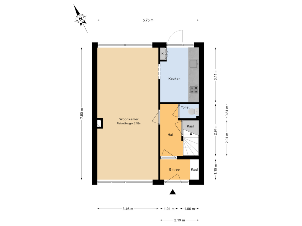 Bekijk plattegrond van Begane grond van Professor Rutgersstraat 41