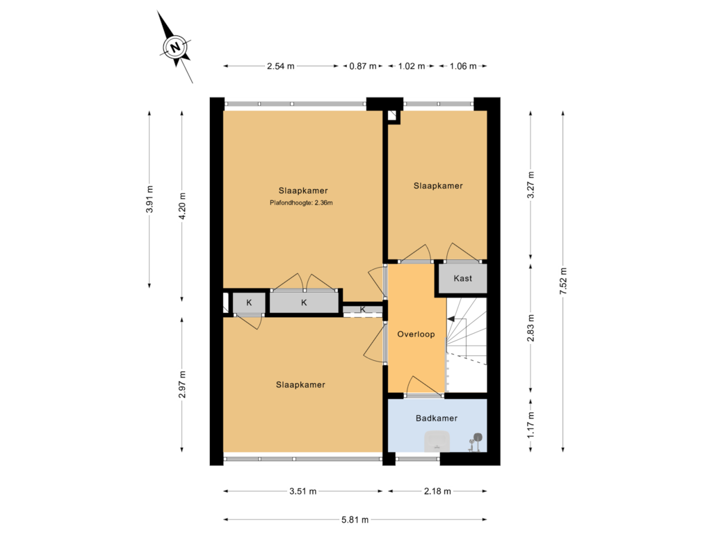 Bekijk plattegrond van 1e Verdieping van Professor Rutgersstraat 41