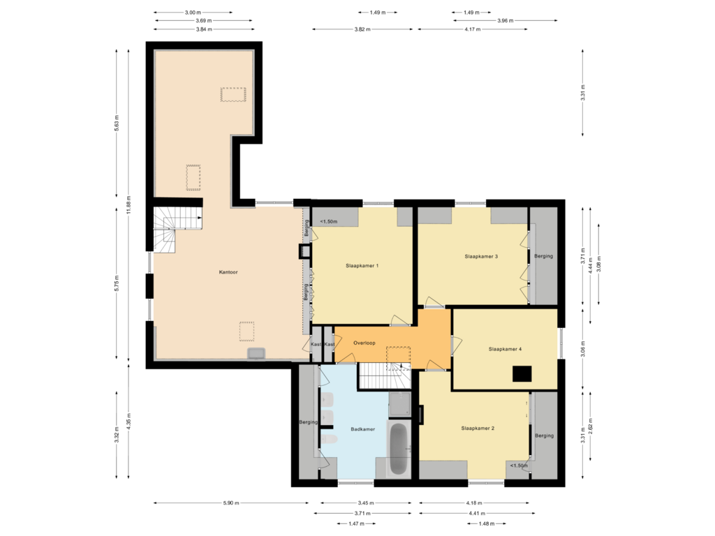 View floorplan of Eerste verdieping of Churchillweg 18