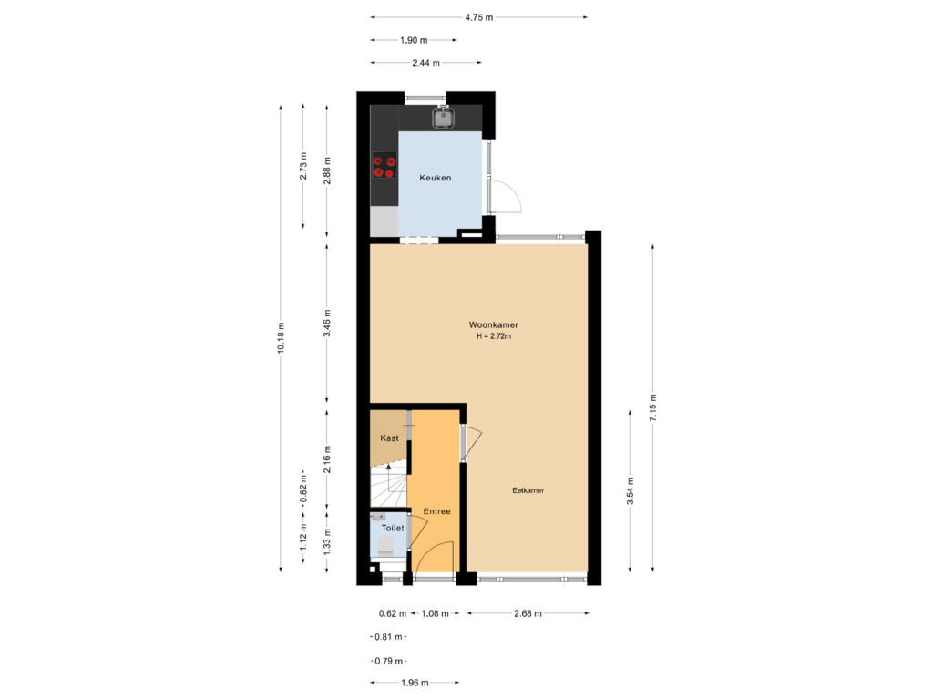 Bekijk plattegrond van Begane grond van Heidestraat 24