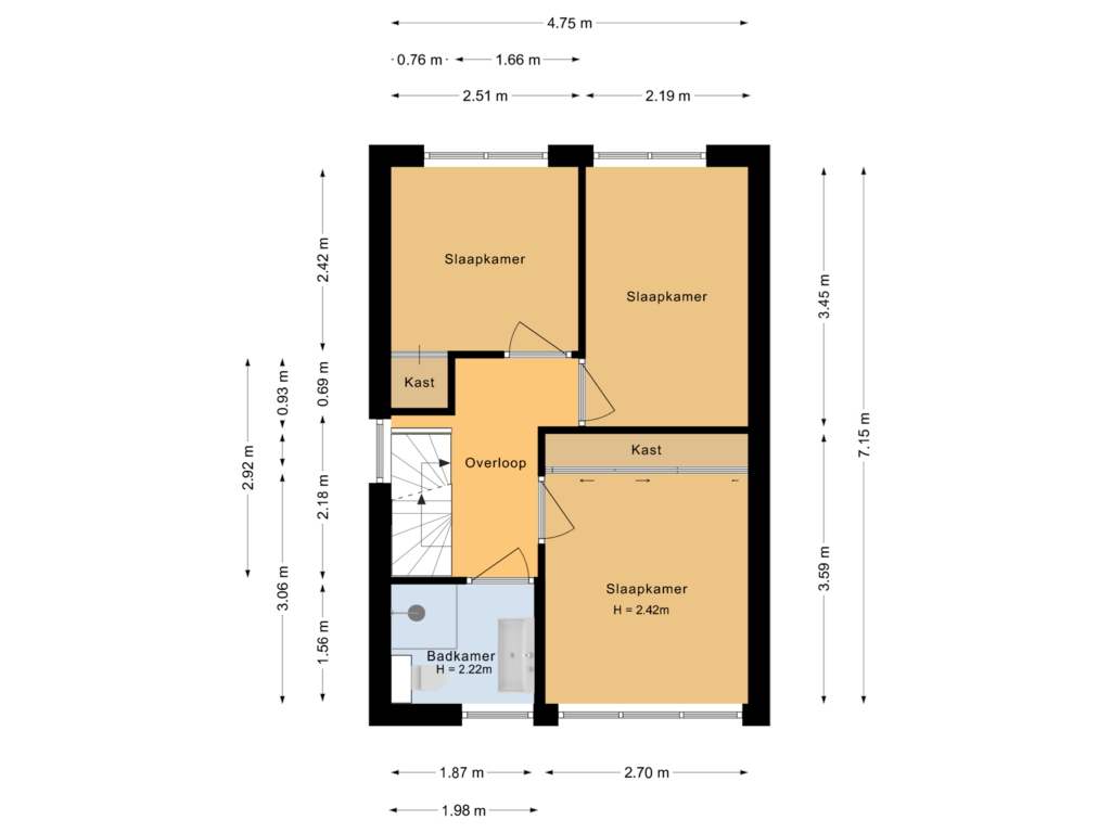 Bekijk plattegrond van Eerste verdieping van Heidestraat 24