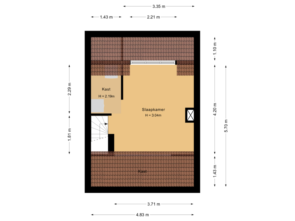 Bekijk plattegrond van Tweede verdieping van Heidestraat 24