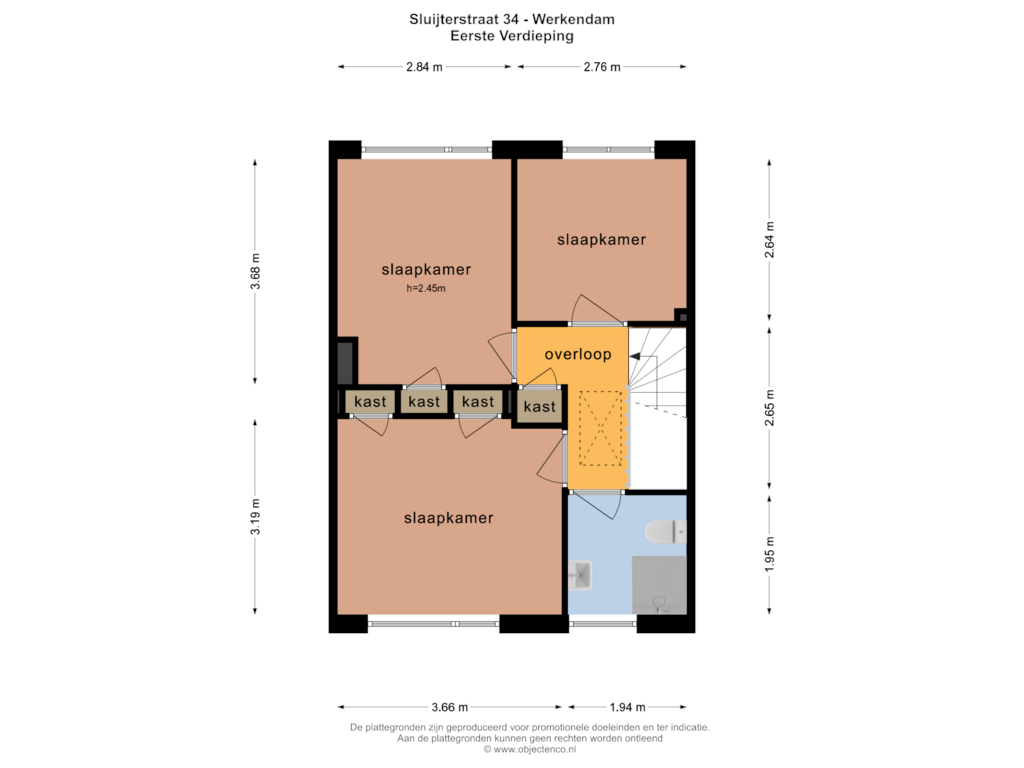 Bekijk plattegrond van EERSTE VERDIEPING van Sluyterstraat 34