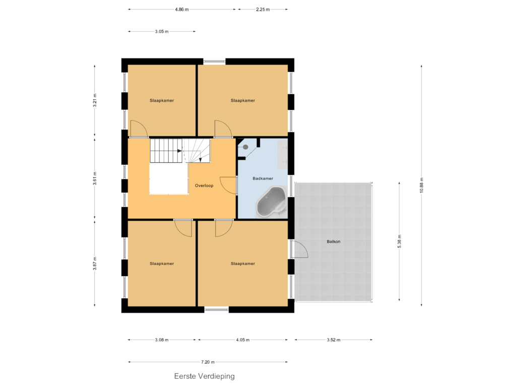 View floorplan of Eerste Verdieping of Van der Waalslaan 1