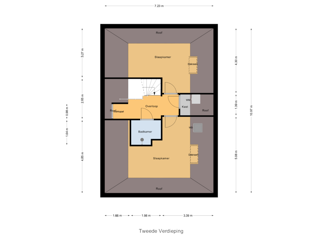 View floorplan of Tweede Verdieping of Van der Waalslaan 1