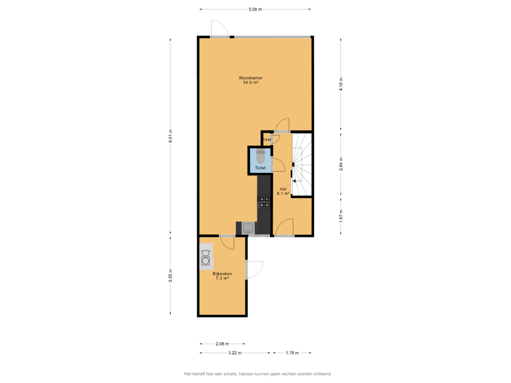 View floorplan of Begane grond of Dr. Oortwijn Botjeslaan 98