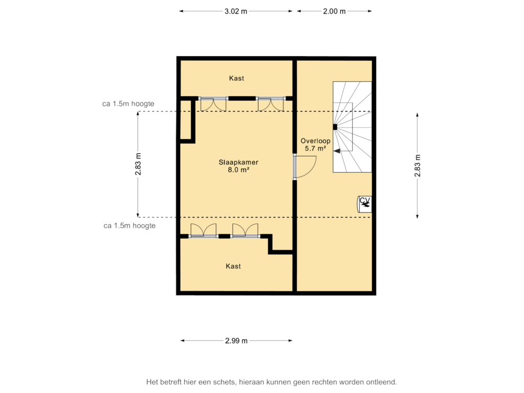 View floorplan of 2e verdieping of Dr. Oortwijn Botjeslaan 98