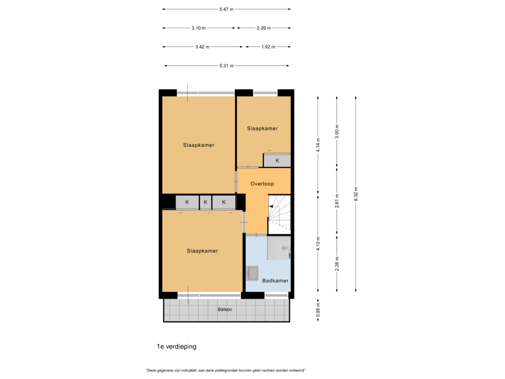 View floorplan of 1e verdieping of IJmuiderstraatweg 172