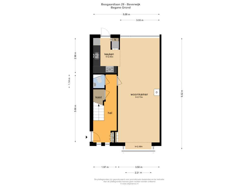 View floorplan of BEGANE GROND of Boogaardlaan 29