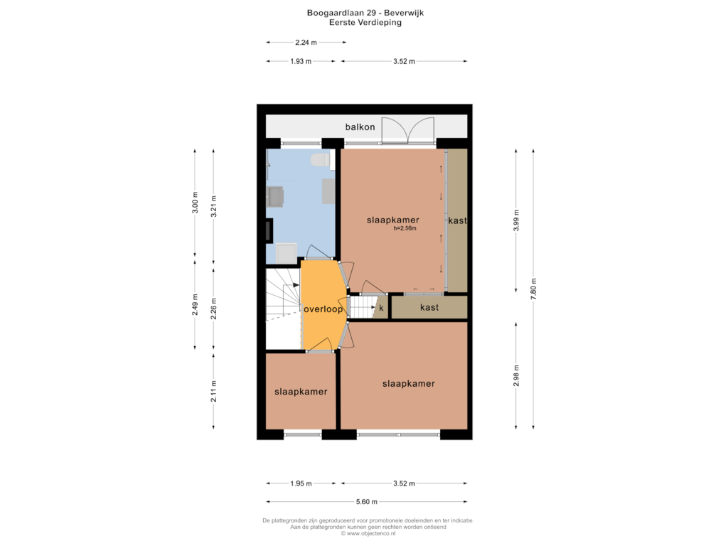 View floorplan of EERSTE VERDIEPING of Boogaardlaan 29