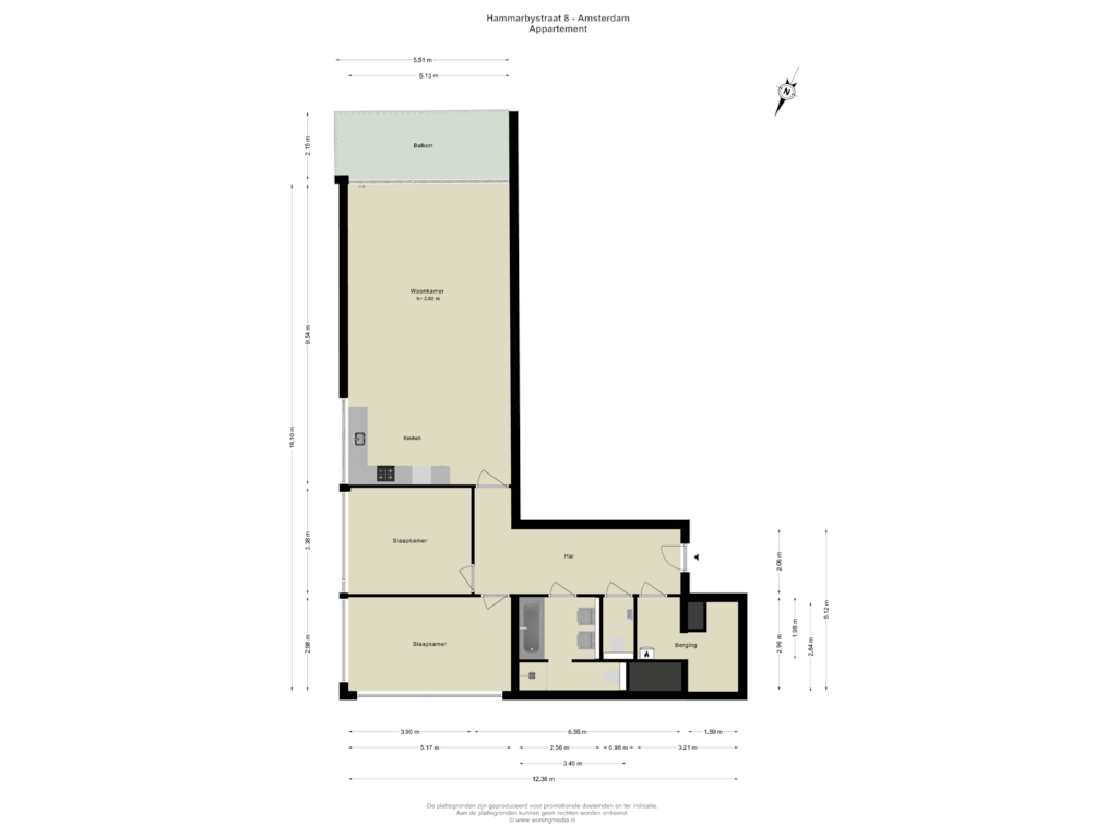 Bekijk plattegrond van Appartement van Hammarbystraat 8