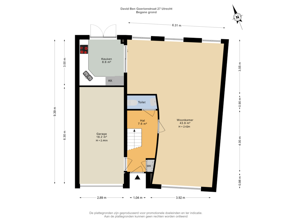 Bekijk plattegrond van Begane grond van David Ben Goerionstraat 27