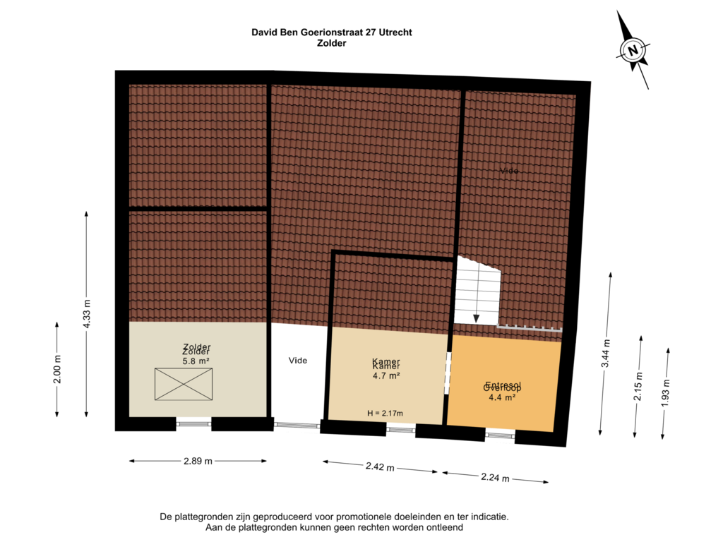 Bekijk plattegrond van Zolder van David Ben Goerionstraat 27