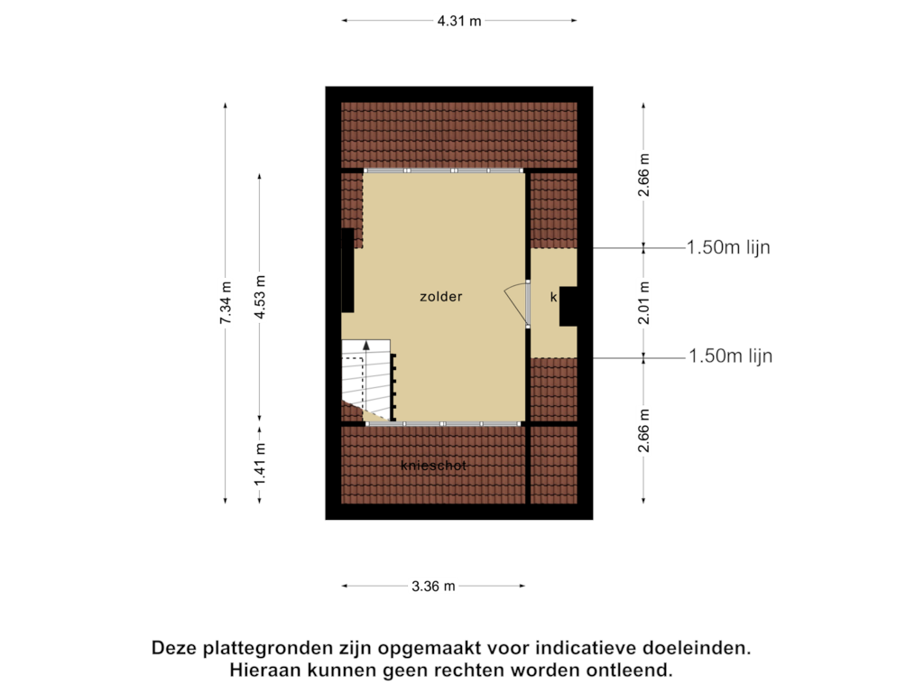 View floorplan of 2e verdieping of Jonge Arnoldusstraat 48