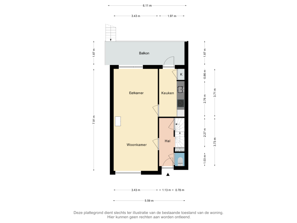 Bekijk plattegrond van Begane Grond van Houbiersstraat 4