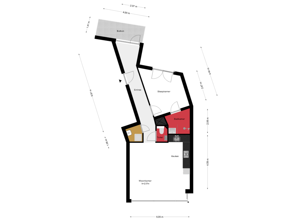 Bekijk plattegrond van 4e Verdieping van Baarsjesweg 133-H