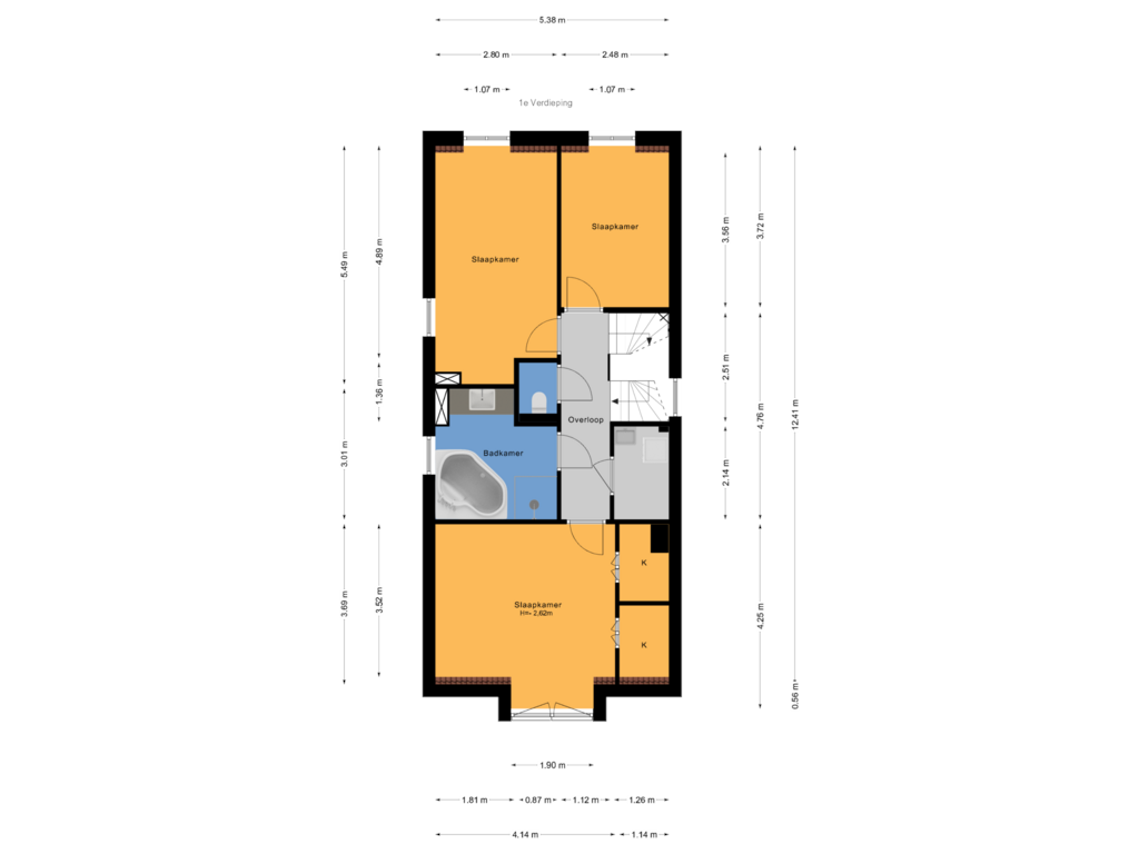 View floorplan of 1e Verdieping of Papewegse Hof 2