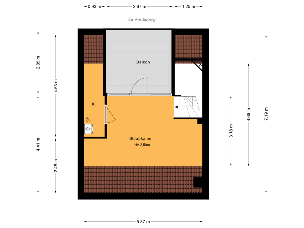 View floorplan of 2e Verdieping of Papewegse Hof 2