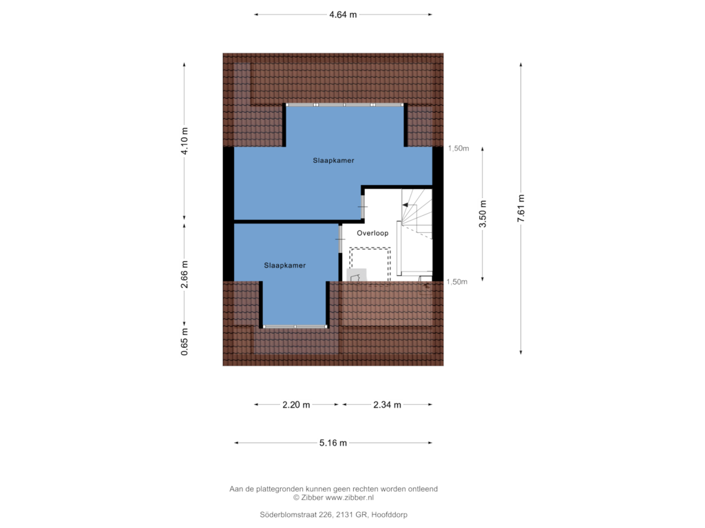 View floorplan of Tweede verdieping of Söderblomstraat 226