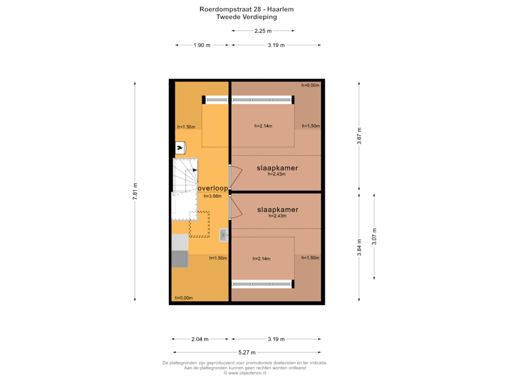 Bekijk plattegrond van TWEEDE VERDIEPING van Roerdompstraat 28