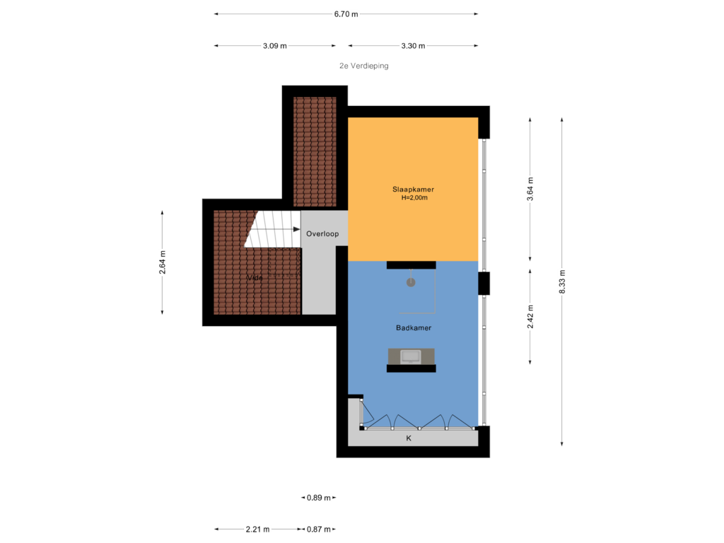 View floorplan of 2e Verdieping of Vosmaerstraat 2