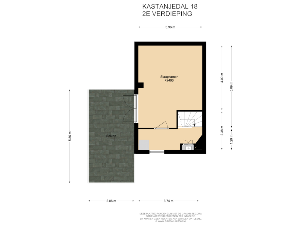 View floorplan of 2E Verdieping of Kastanjedal 18