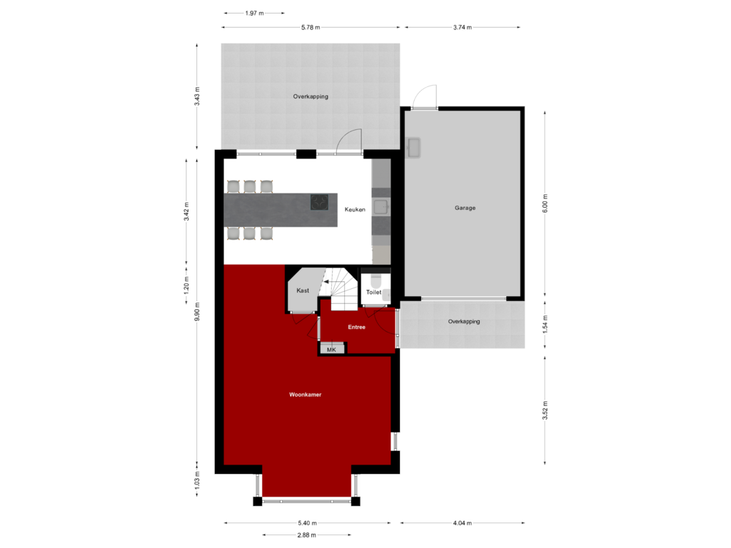 Bekijk plattegrond van Begane grond van in d' Hoef 38